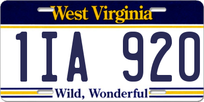 WV license plate 1IA920