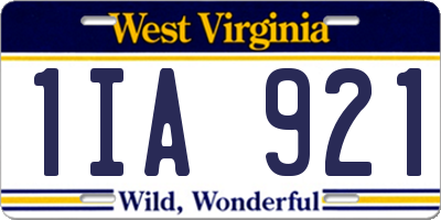 WV license plate 1IA921