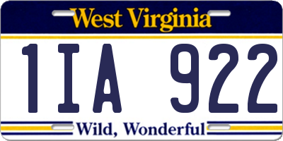 WV license plate 1IA922