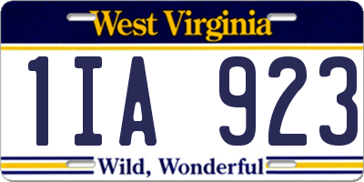 WV license plate 1IA923