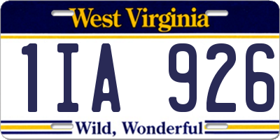 WV license plate 1IA926