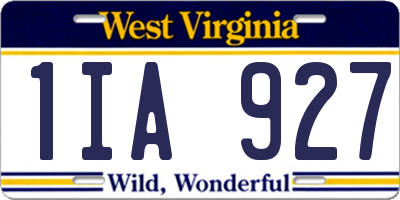 WV license plate 1IA927