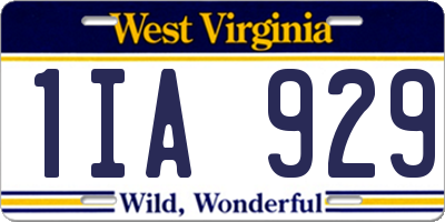 WV license plate 1IA929