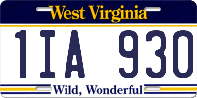 WV license plate 1IA930