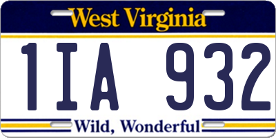 WV license plate 1IA932