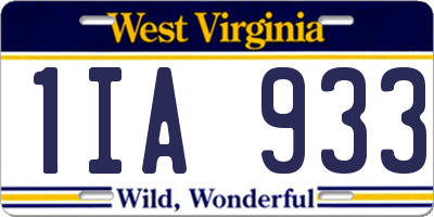 WV license plate 1IA933