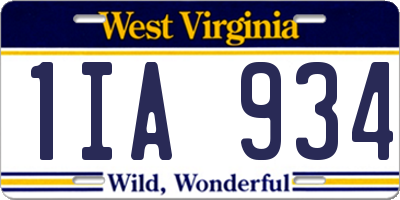 WV license plate 1IA934