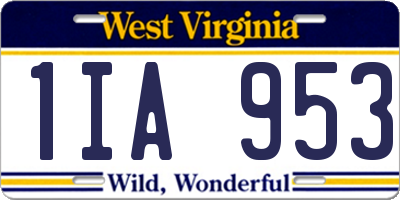 WV license plate 1IA953