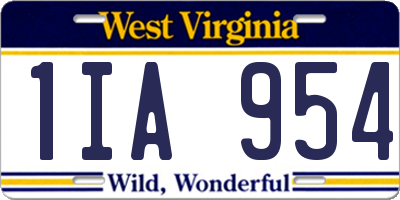 WV license plate 1IA954