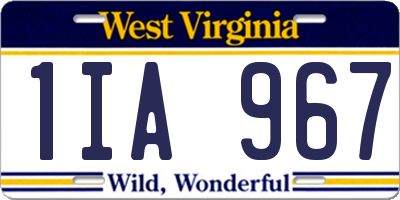 WV license plate 1IA967