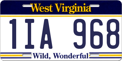 WV license plate 1IA968