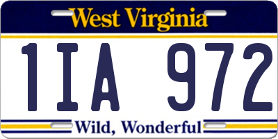 WV license plate 1IA972