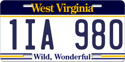 WV license plate 1IA980