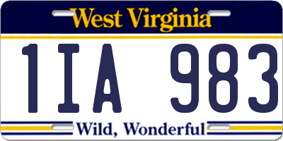 WV license plate 1IA983