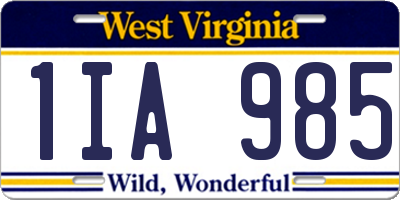 WV license plate 1IA985