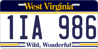 WV license plate 1IA986