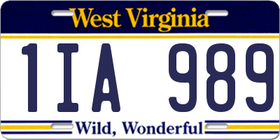 WV license plate 1IA989