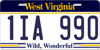WV license plate 1IA990