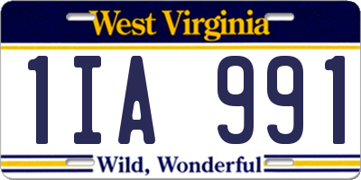 WV license plate 1IA991