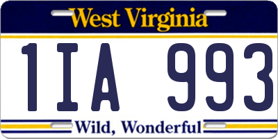 WV license plate 1IA993