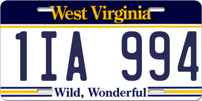 WV license plate 1IA994