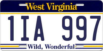 WV license plate 1IA997