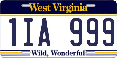 WV license plate 1IA999