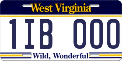 WV license plate 1IB000