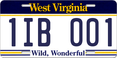 WV license plate 1IB001