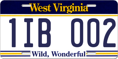 WV license plate 1IB002