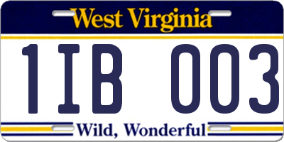 WV license plate 1IB003
