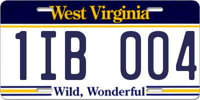 WV license plate 1IB004
