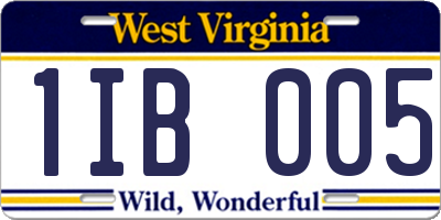 WV license plate 1IB005