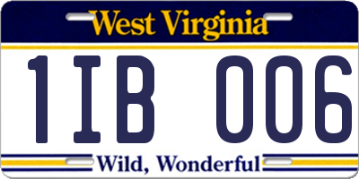 WV license plate 1IB006