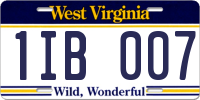 WV license plate 1IB007