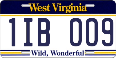 WV license plate 1IB009