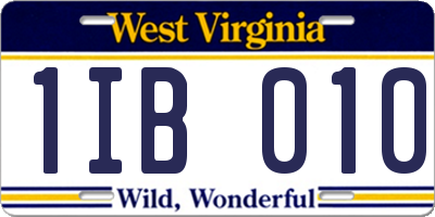WV license plate 1IB010