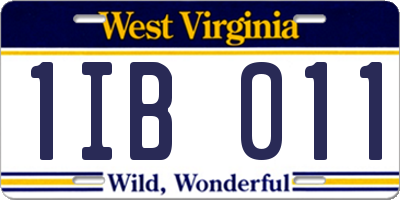 WV license plate 1IB011