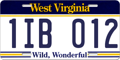 WV license plate 1IB012