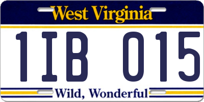 WV license plate 1IB015