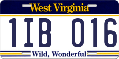 WV license plate 1IB016