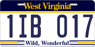 WV license plate 1IB017