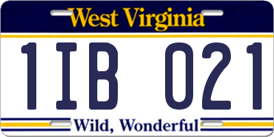 WV license plate 1IB021