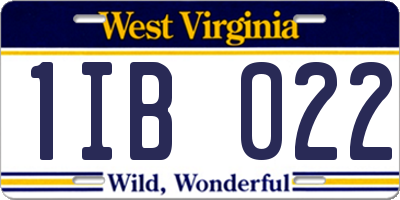 WV license plate 1IB022