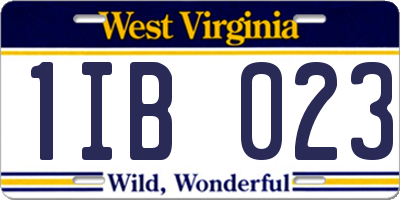WV license plate 1IB023
