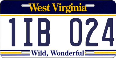 WV license plate 1IB024