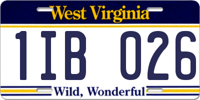 WV license plate 1IB026