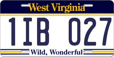 WV license plate 1IB027