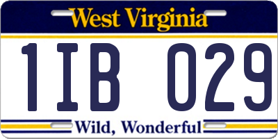 WV license plate 1IB029