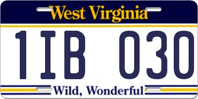 WV license plate 1IB030